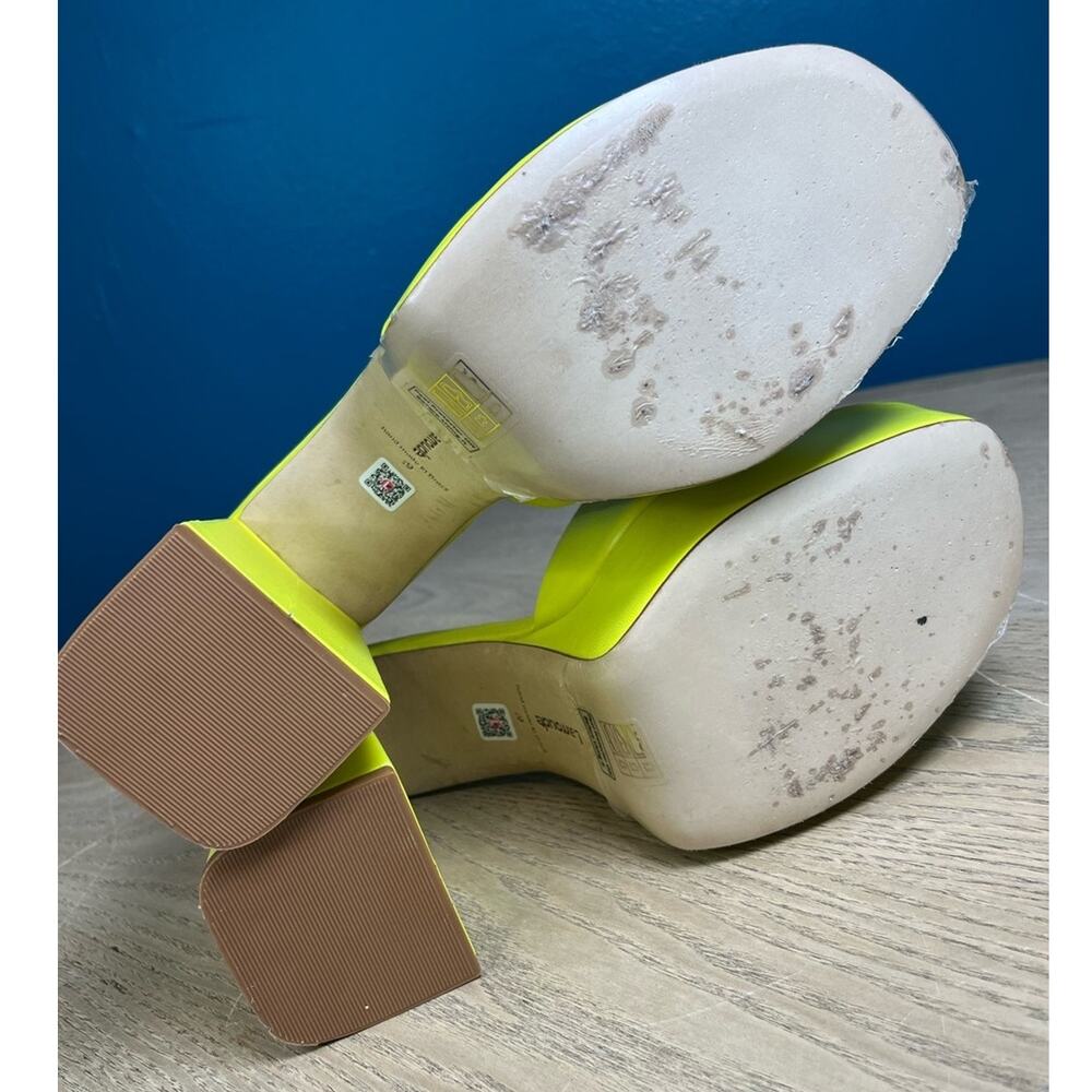 Larroude The Dolly Platform Mule Lemon Yellow Leather Chunky Heels Womens Size 9 - Picture 6 of 10
